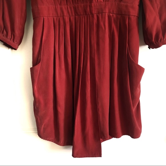 EVER - red asymmetric silk shirt dress - P - Picture 3 of 12